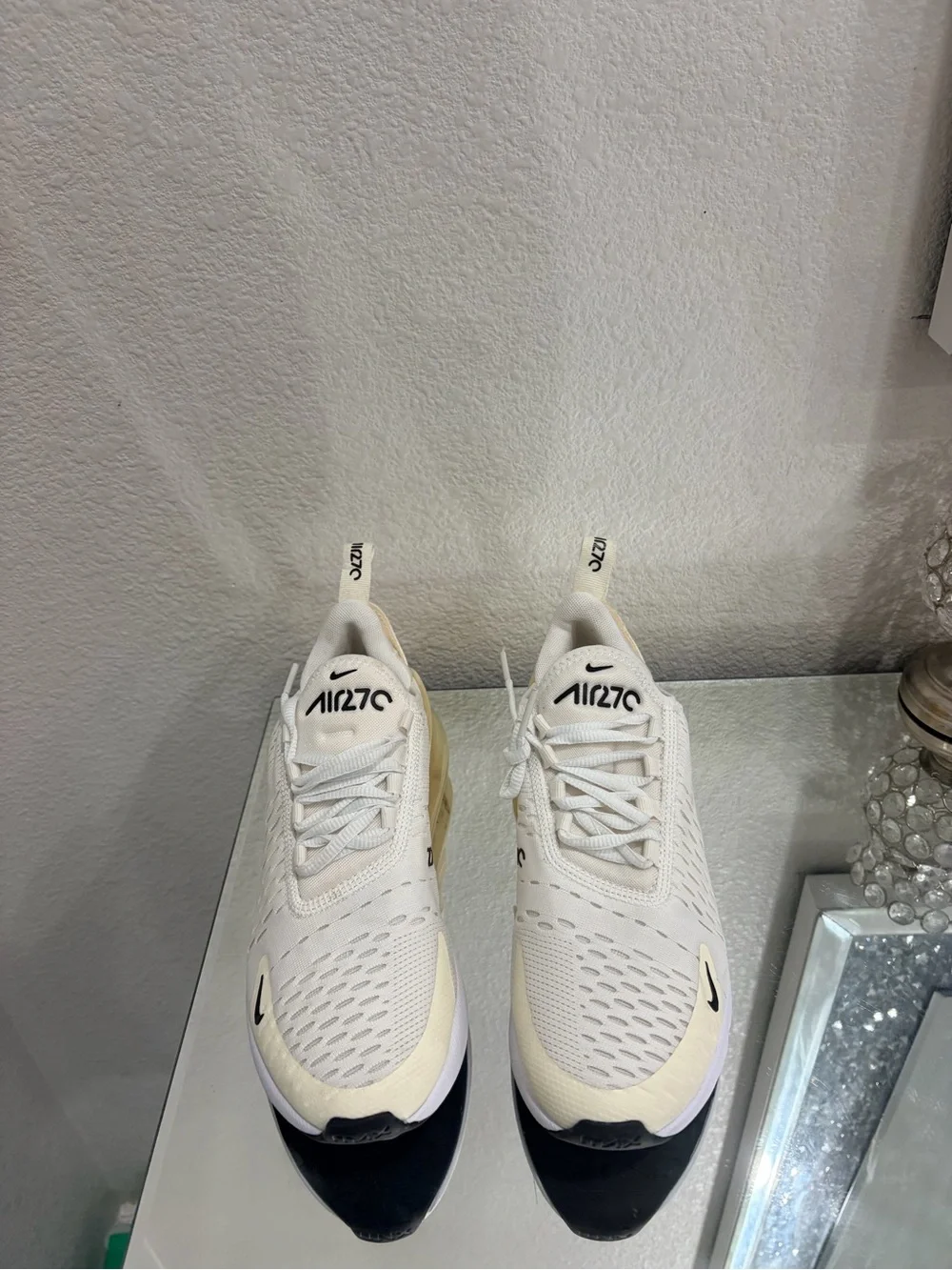 Nike Air Max 270  size 6 for womens Cream and Black Athletic Sneakers